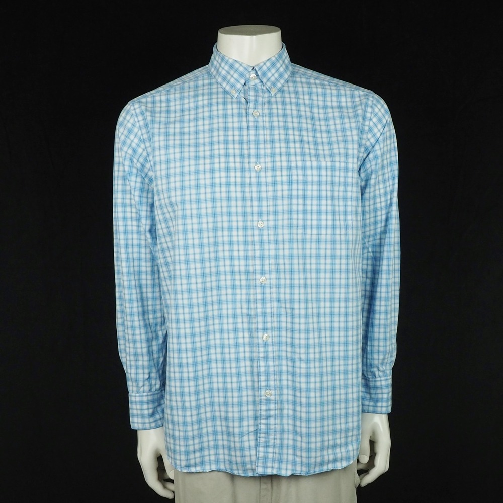 Charles Tyrwhitt Button Down Shirt Mens Large Blue Striped Non-Iron Classic Fit